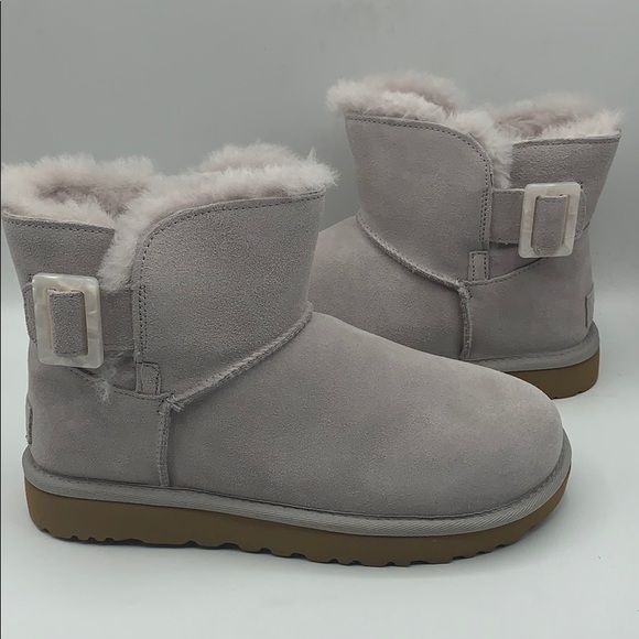 Ugg Shoes | Ugg Mini Bailey Feather Fashion Buckle Boot | Color: Silver | Size: 5 | Snugg_Wear's Closet